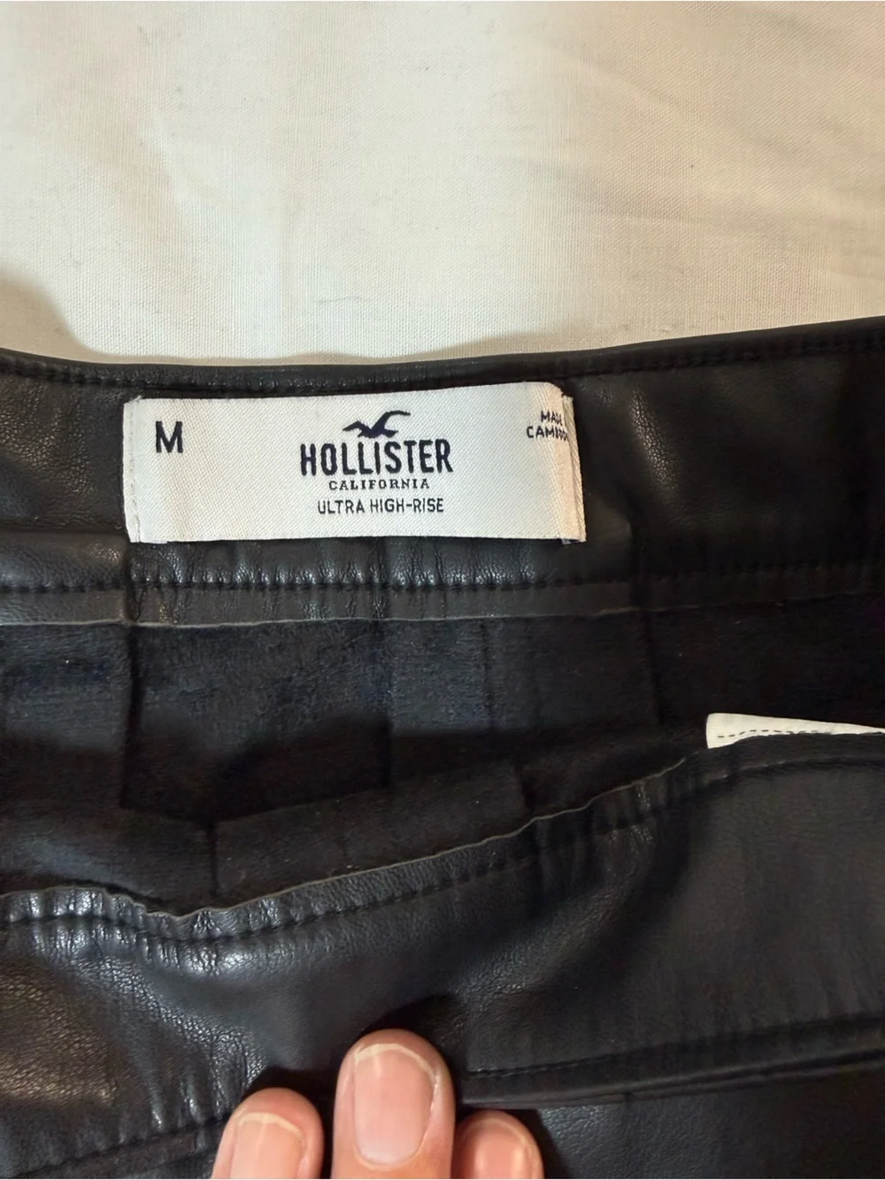 Hollister Black Faux Leather Pleated A-Line Skirt Size Medium
